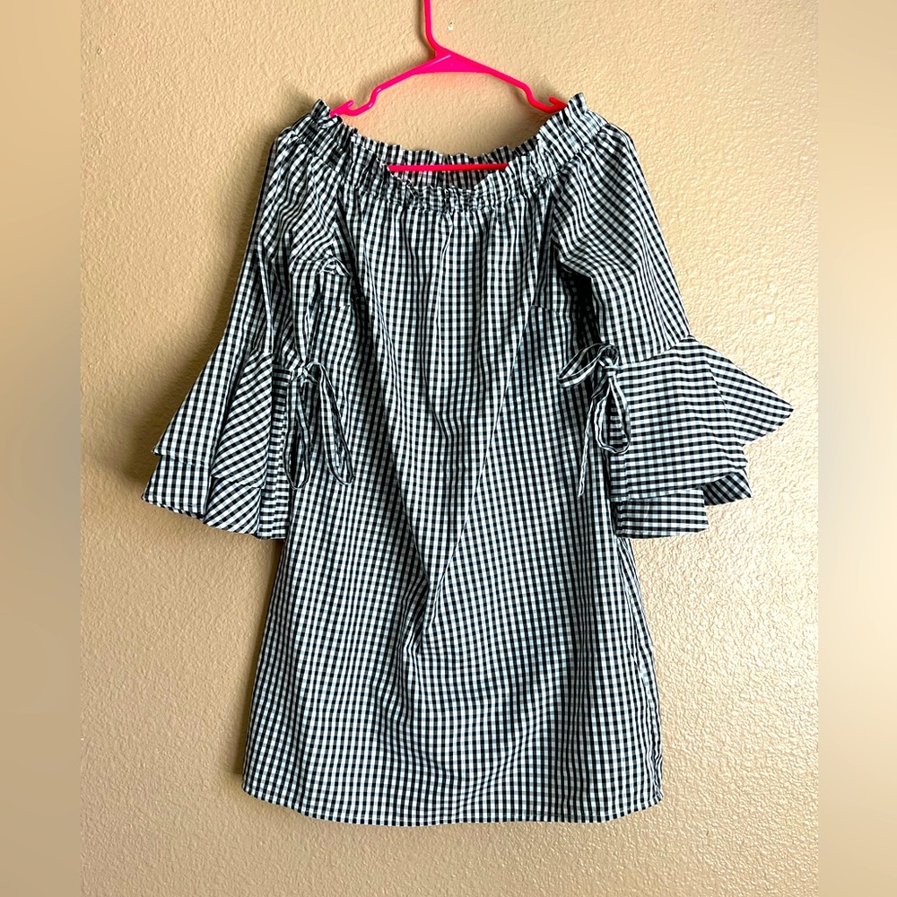 Gingham Off-Shoulder Dress